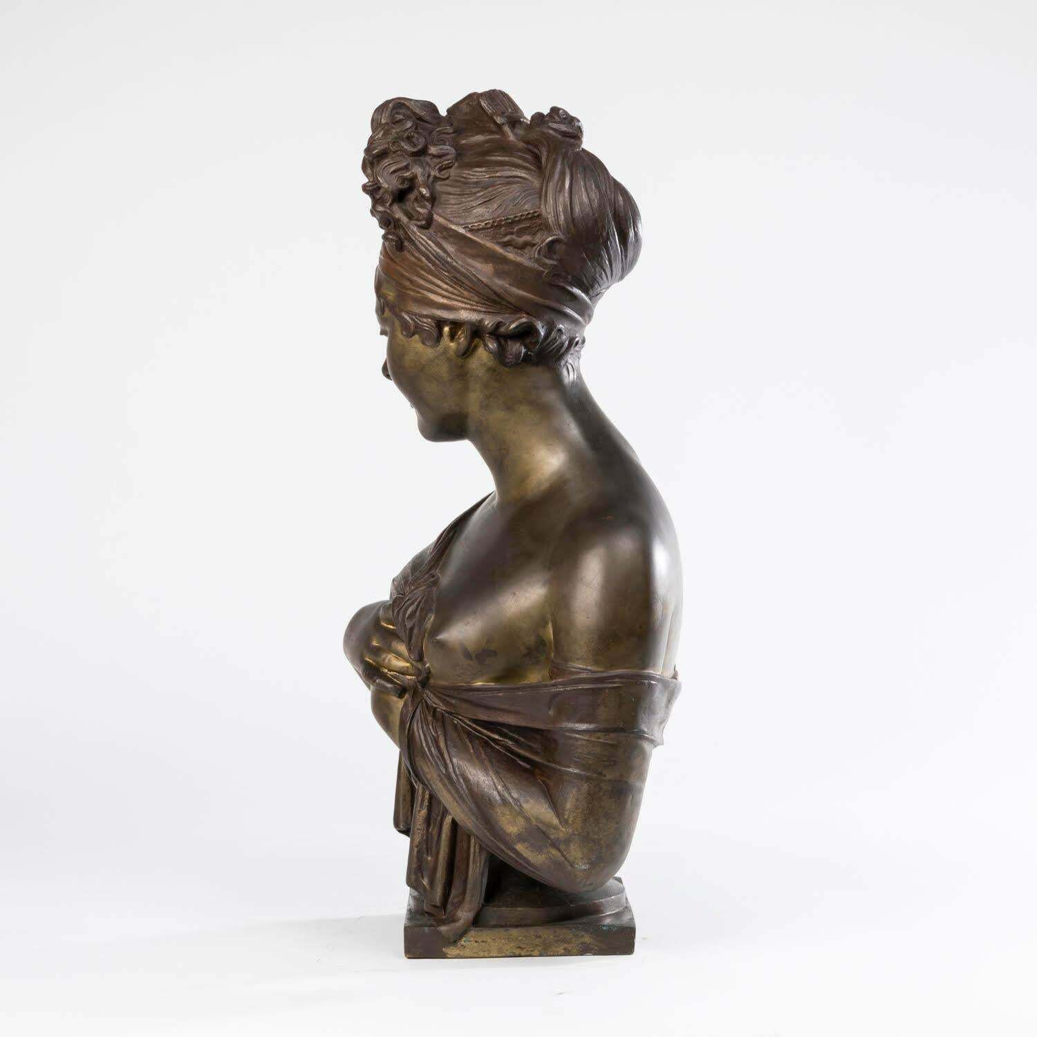 Sculpture Of The Bust Of Madame Récamier, Patinated Bronze, Napoleon III Period. photo for sale