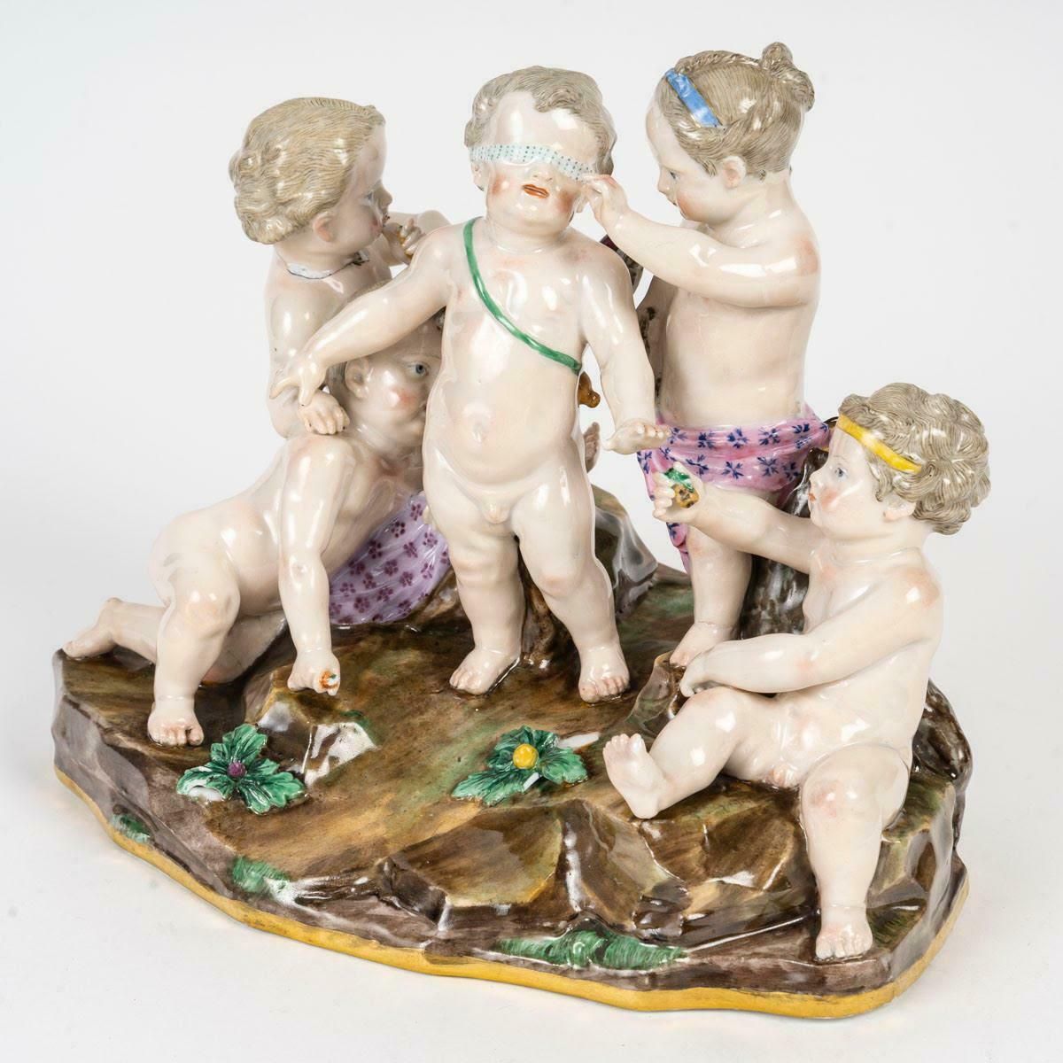 Sculpture, Group In Meissen Porcelain, 19th Century, Napoleon III Period. photo for sale