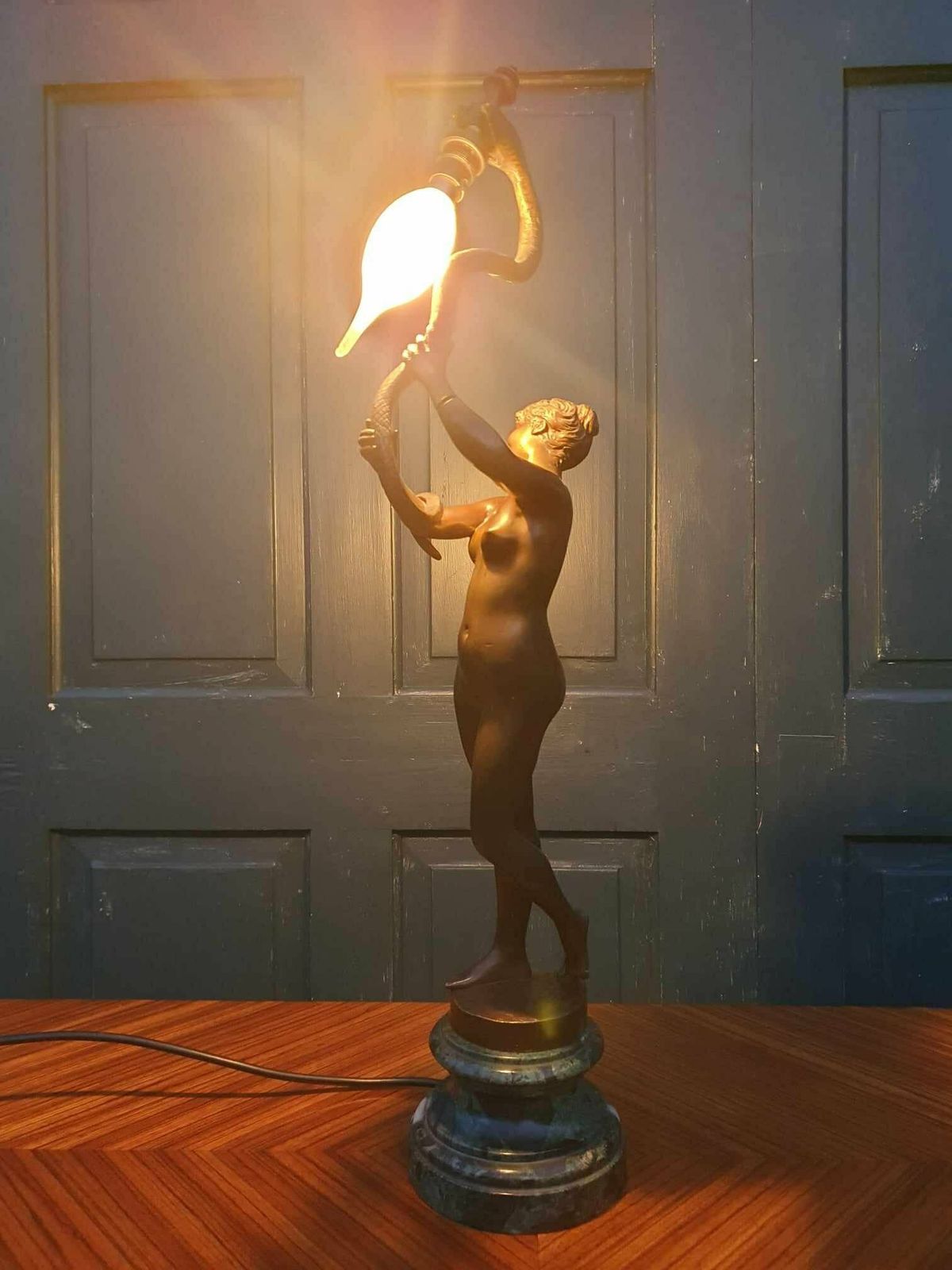 photo furniture Art Nouveau Bronze Nude Snake Dancer Lamp   Dominique Van Den Bossche