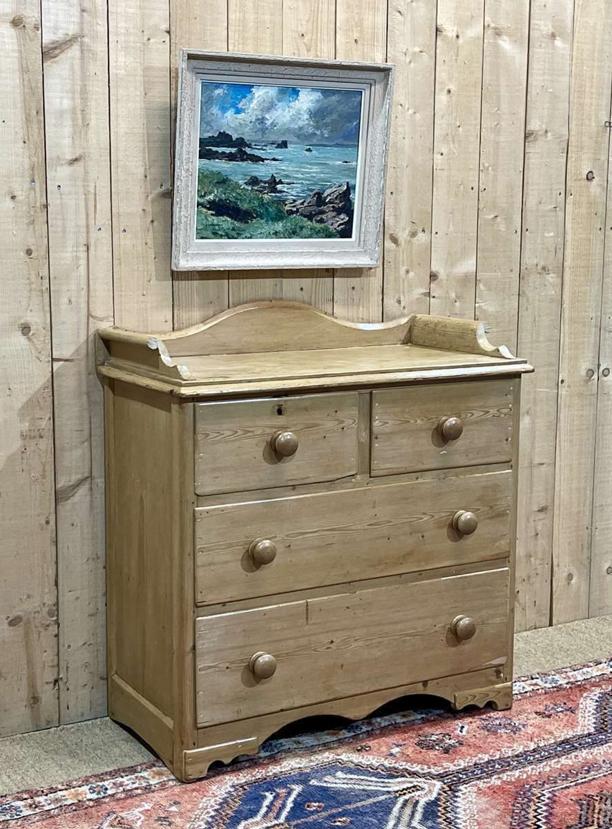 19th Century Victorian Chest Of Drawers In Fir photo vintage