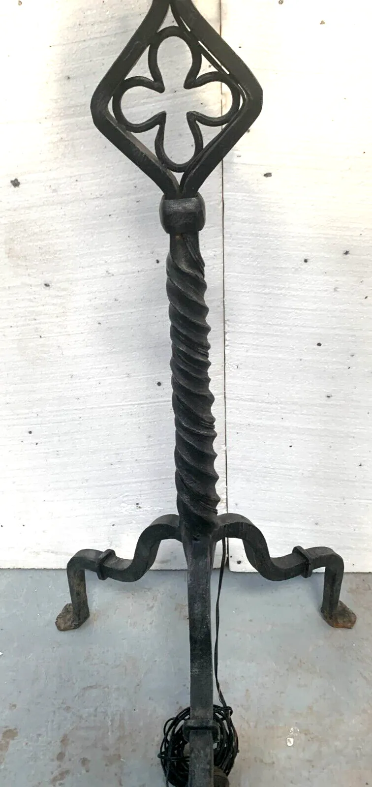 Hammered Iron Candle Spike Has Seven Points Of Light 20th Century photo vintage