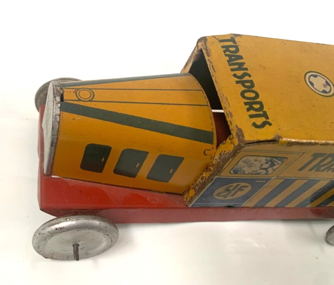 photo furniture Antique Painted Canvas Toy "Transport Truck" 20th Century