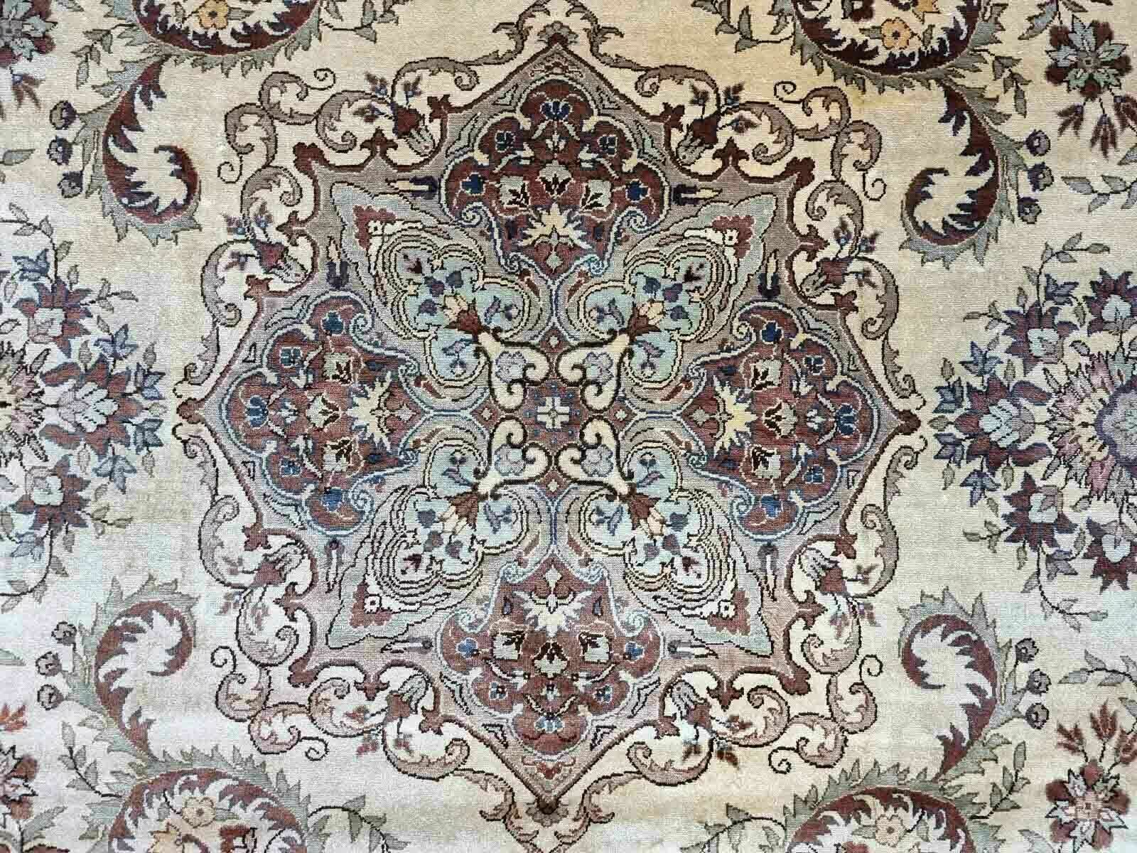 Handmade Vintage Turkish Kayseri Silk Rug 4.3' X 6.7' (132cm X 205cm) 1970s photo vinterior