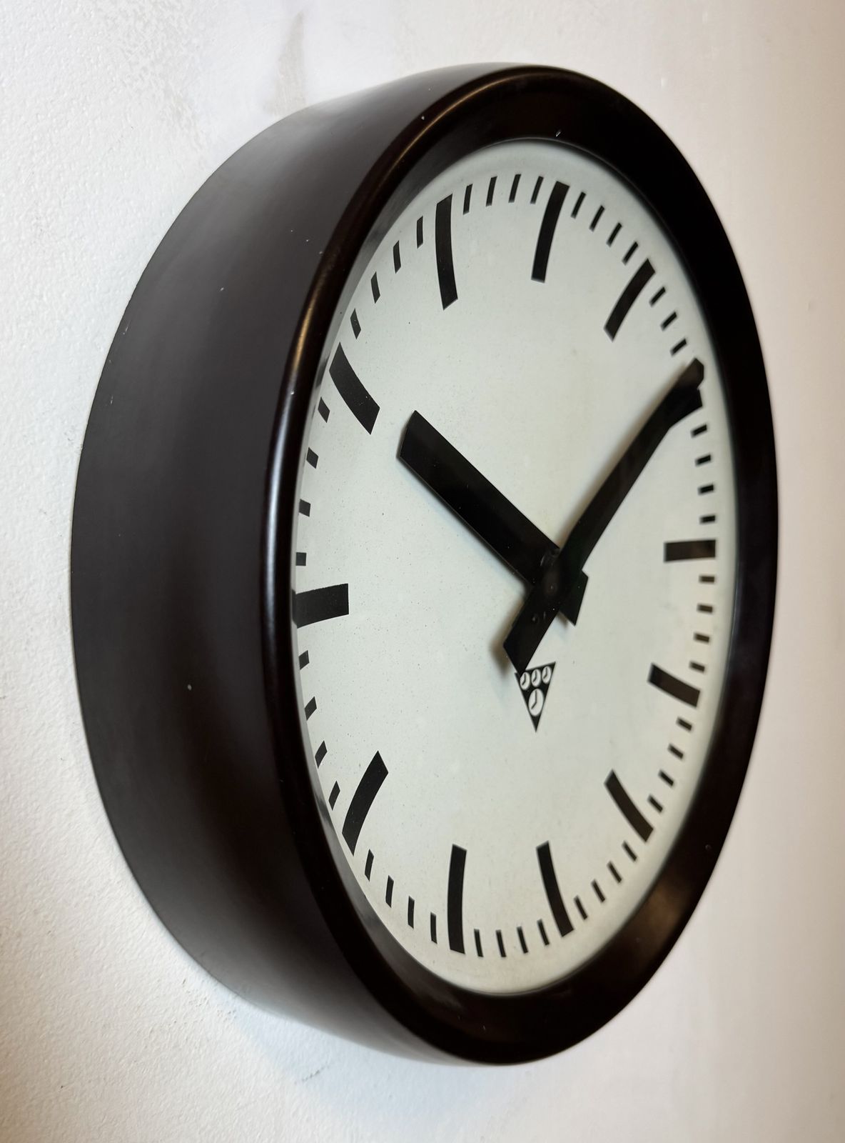 Industrial Brown Bakelite Factory Wall Clock From Pragotron, 1960s photo Home Decor