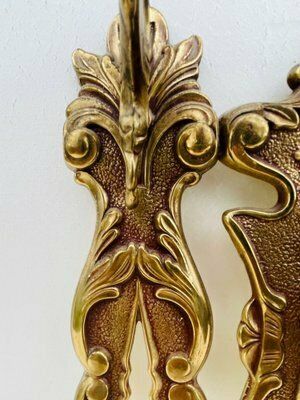 photo vinterior Vintage Louis XV Style Bronze Wall Coat Rack And Shelf, 1960s