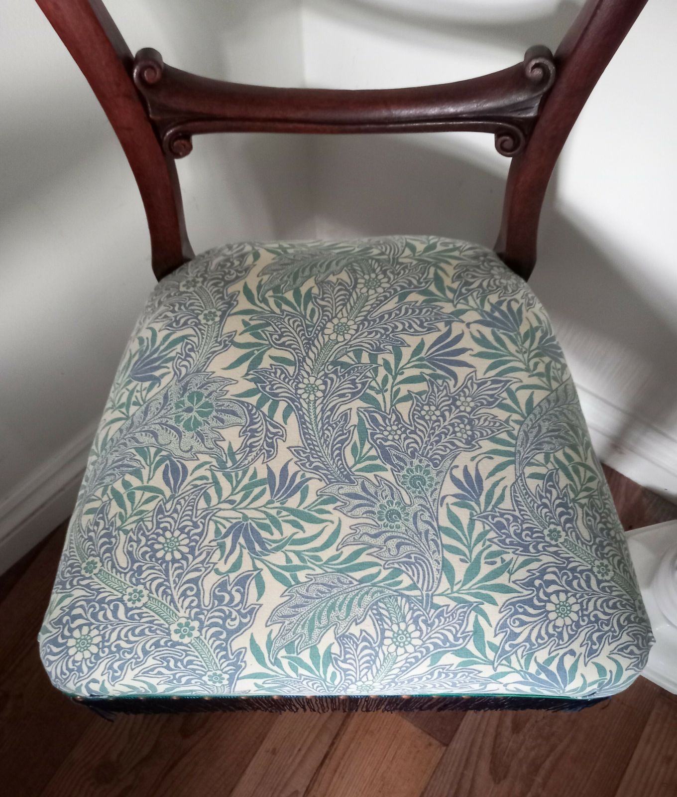 Victorian Balloon Back Chair Reupholstered With Blue Conran Habitat Medura Fabric photo buy