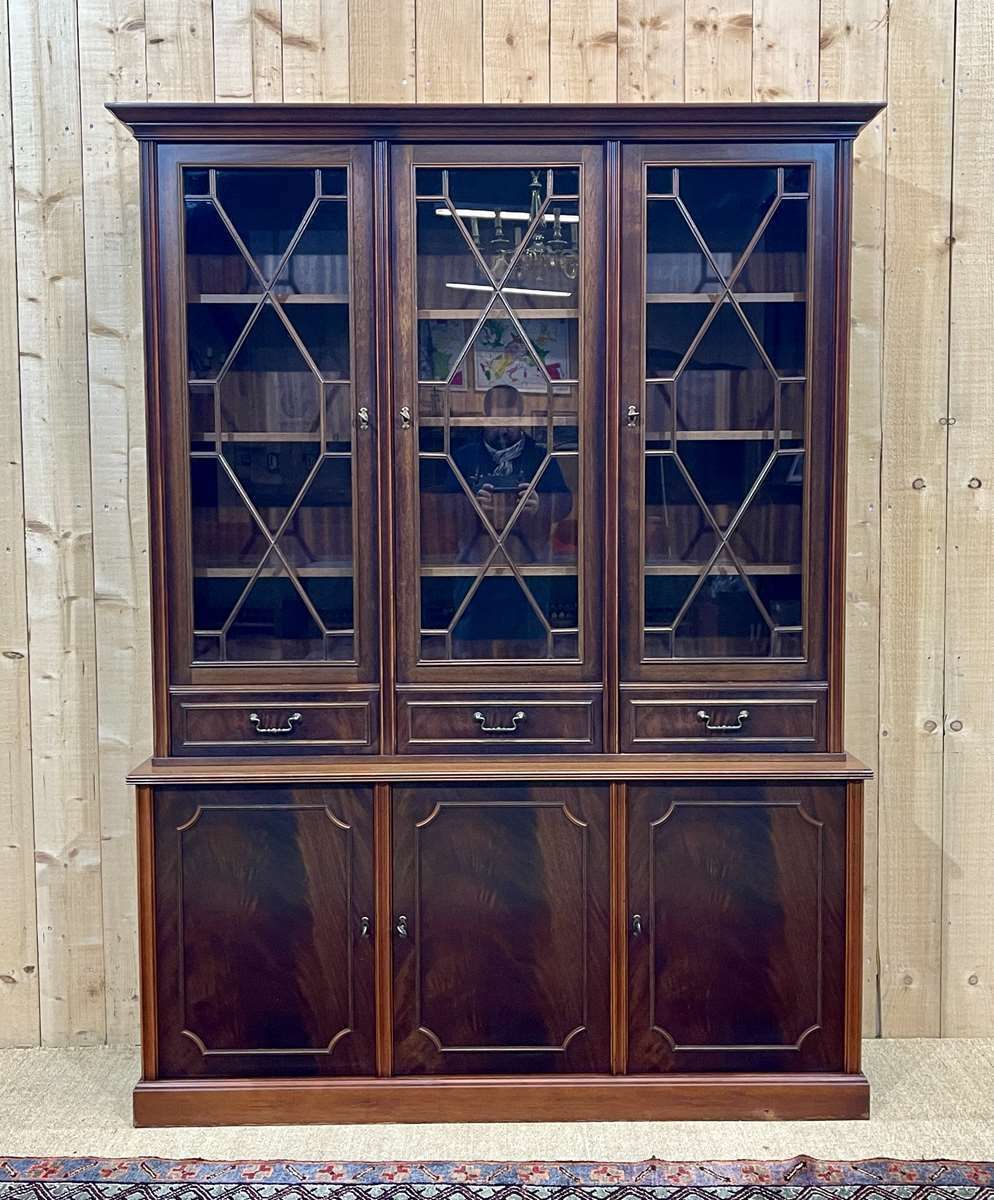 English Bookcase 2 Bodies In Mahogany, Work From The 1970s photo 1759.0