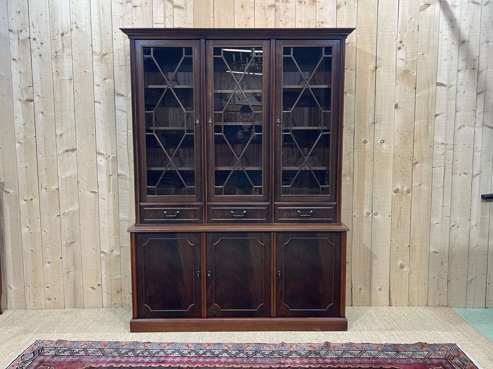 English Bookcase 2 Bodies In Mahogany, Work From The 1970s photo vinterior