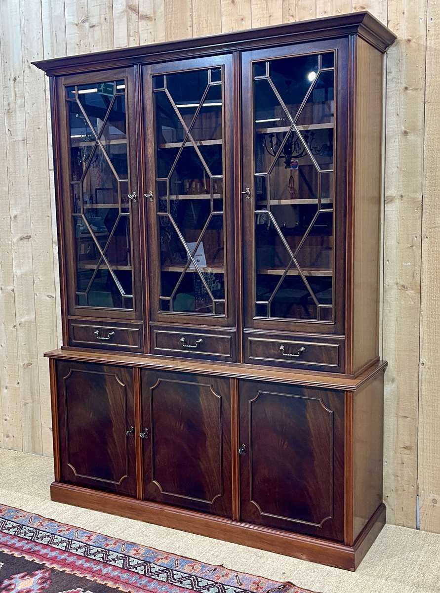 English Bookcase 2 Bodies In Mahogany, Work From The 1970s photo buy