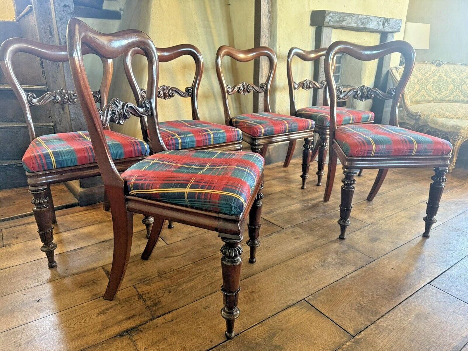 English Antique Matching Drop In Regency Balloon Back Dining Chairs Set Of 6! photo for sale