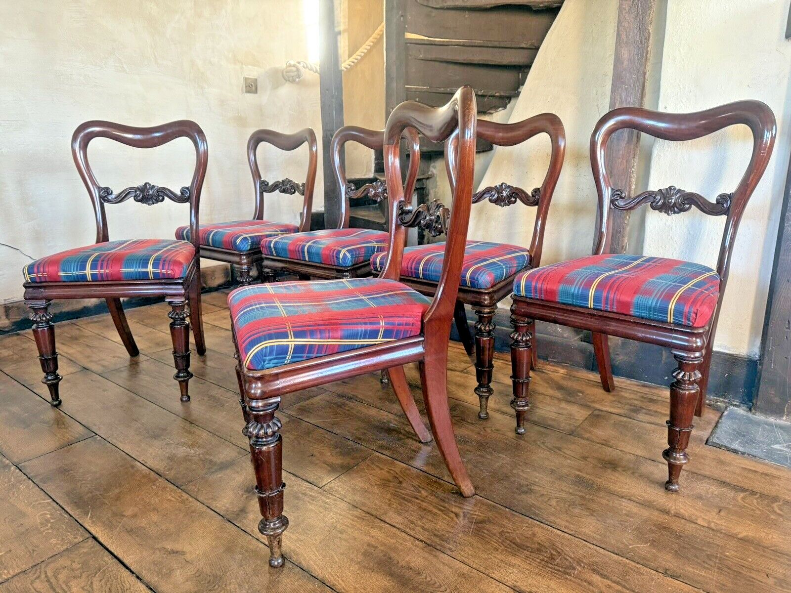 English Antique Matching Drop In Regency Balloon Back Dining Chairs Set Of 6! photo vinterior