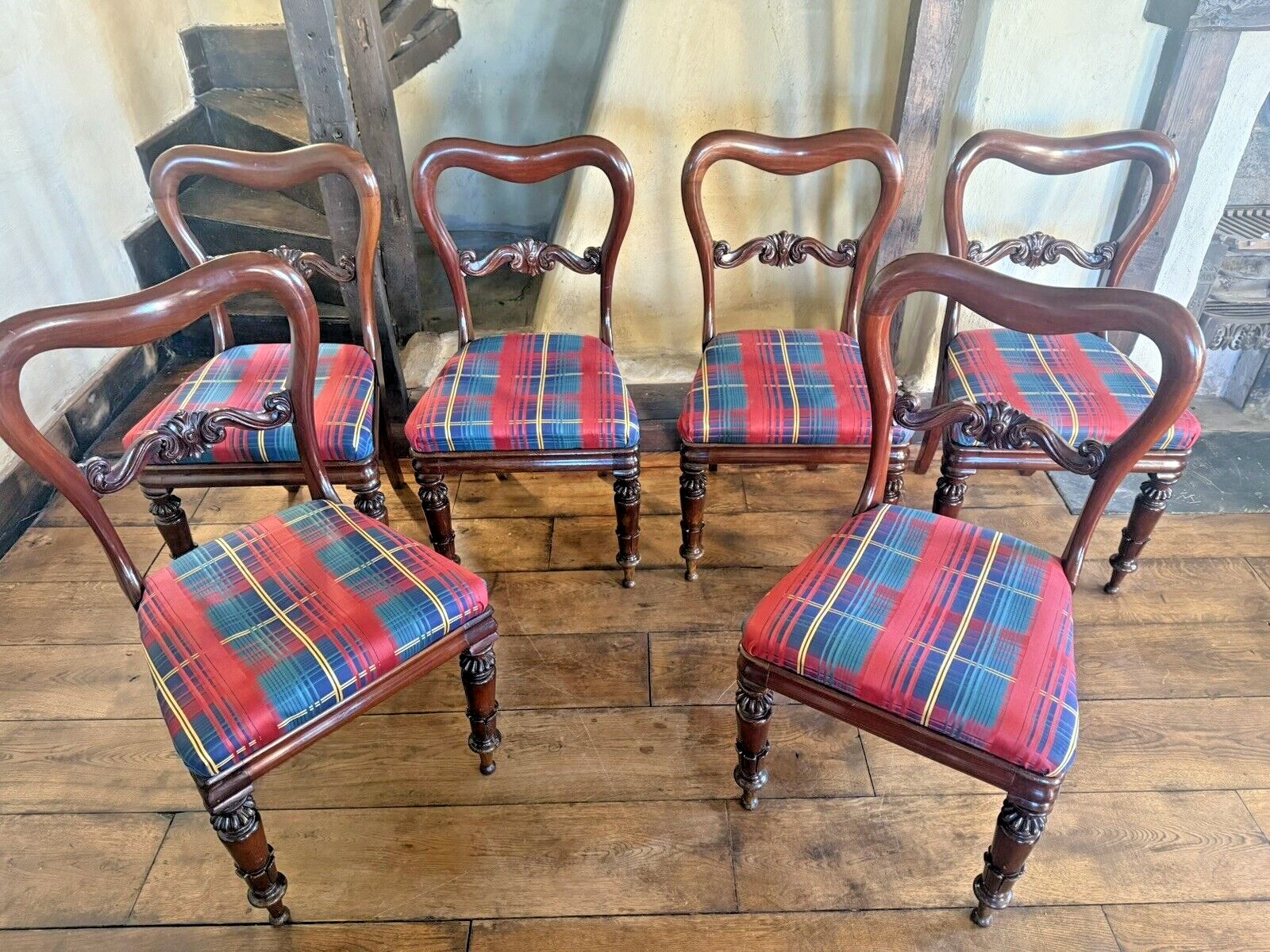 English Antique Matching Drop In Regency Balloon Back Dining Chairs Set Of 6! photo buy