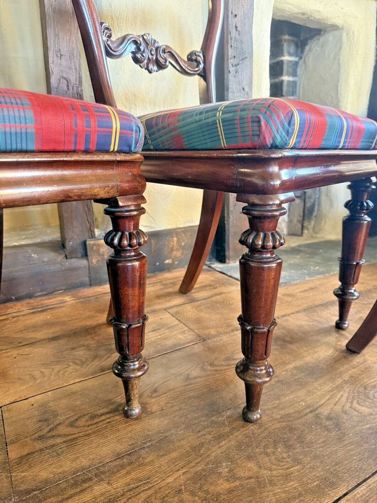 photo buy English Antique Matching Drop In Regency Balloon Back Dining Chairs Set Of 6!
