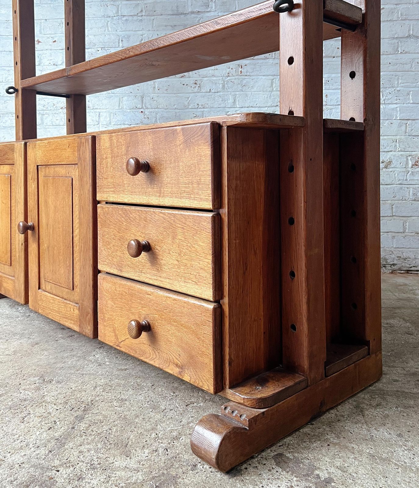 Antique Solid Oak Kitchen Shelving Unit photo vintage