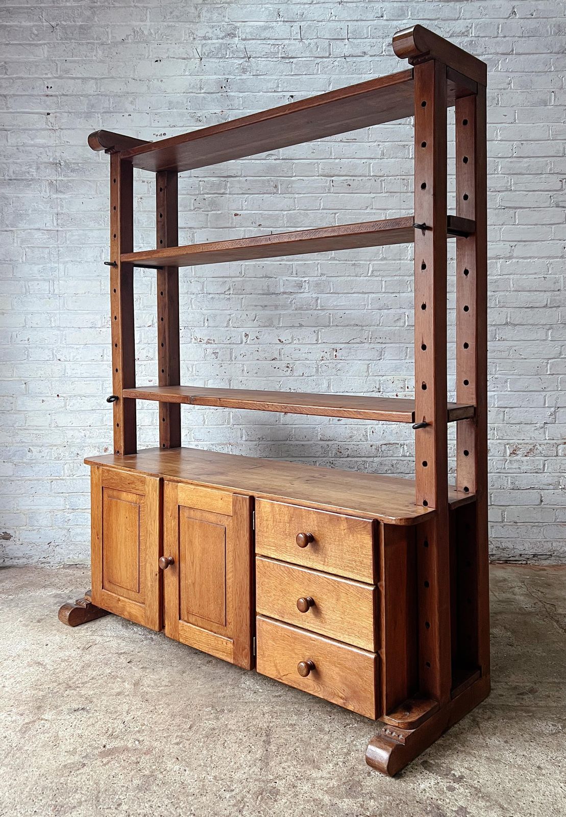 Antique Solid Oak Kitchen Shelving Unit