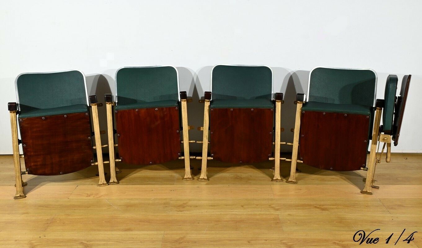 Cinema Seats In Faux Leather And Mahogany – 1950 photo Furniture