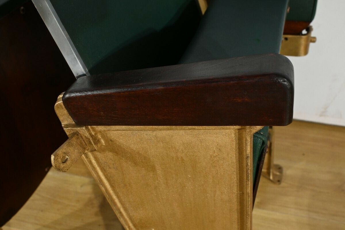 photo vintage Cinema Seats In Faux Leather And Mahogany – 1950
