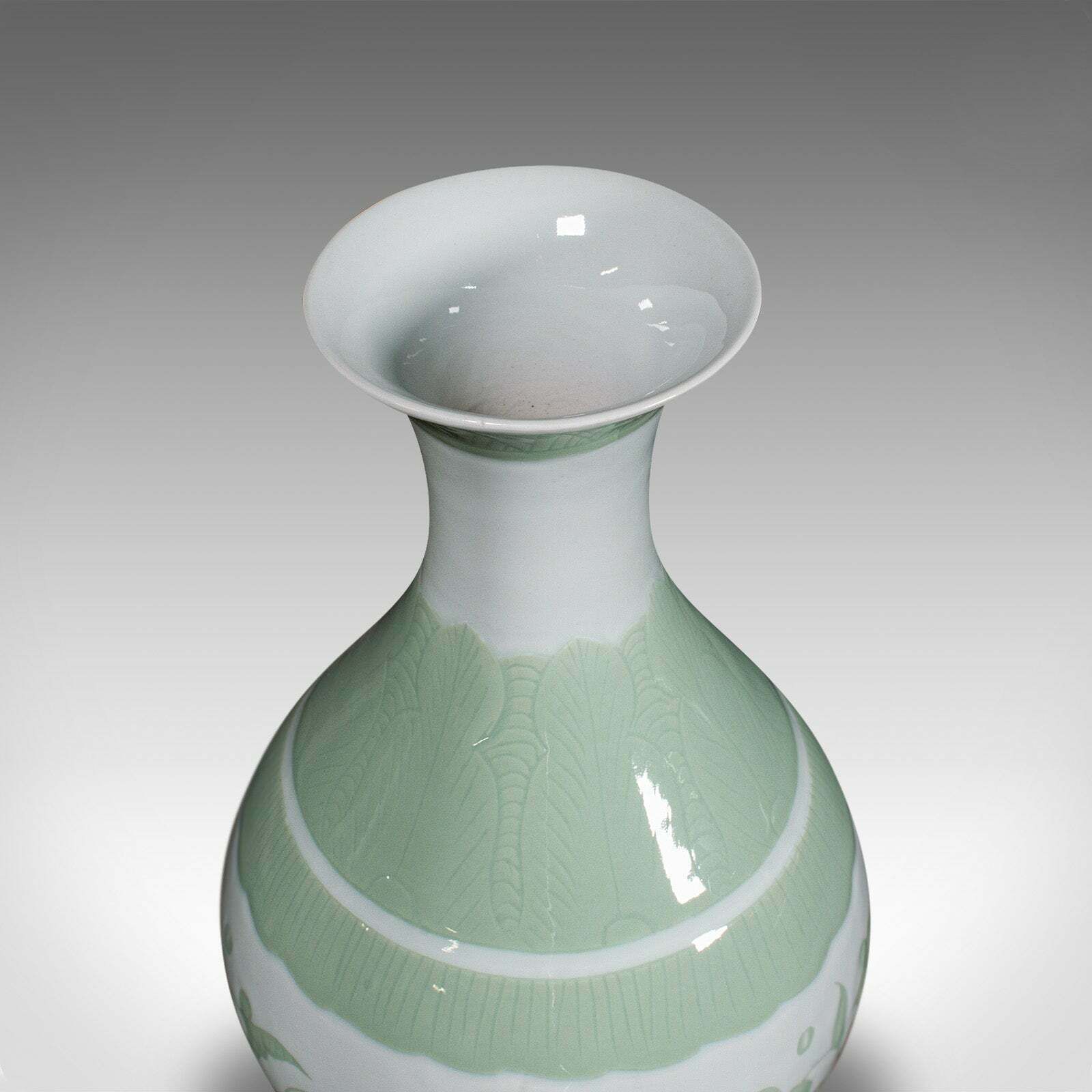Large Antique Baluster Flower Vase, Chinese, Celadon Ceramic, Bouquet, Victorian photo vinterior