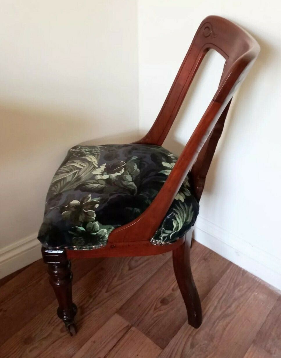 Victorian Mahoganay Solid Wood Chair With Blue House Of Hackney Velvet Limerence Fabric photo furniture
