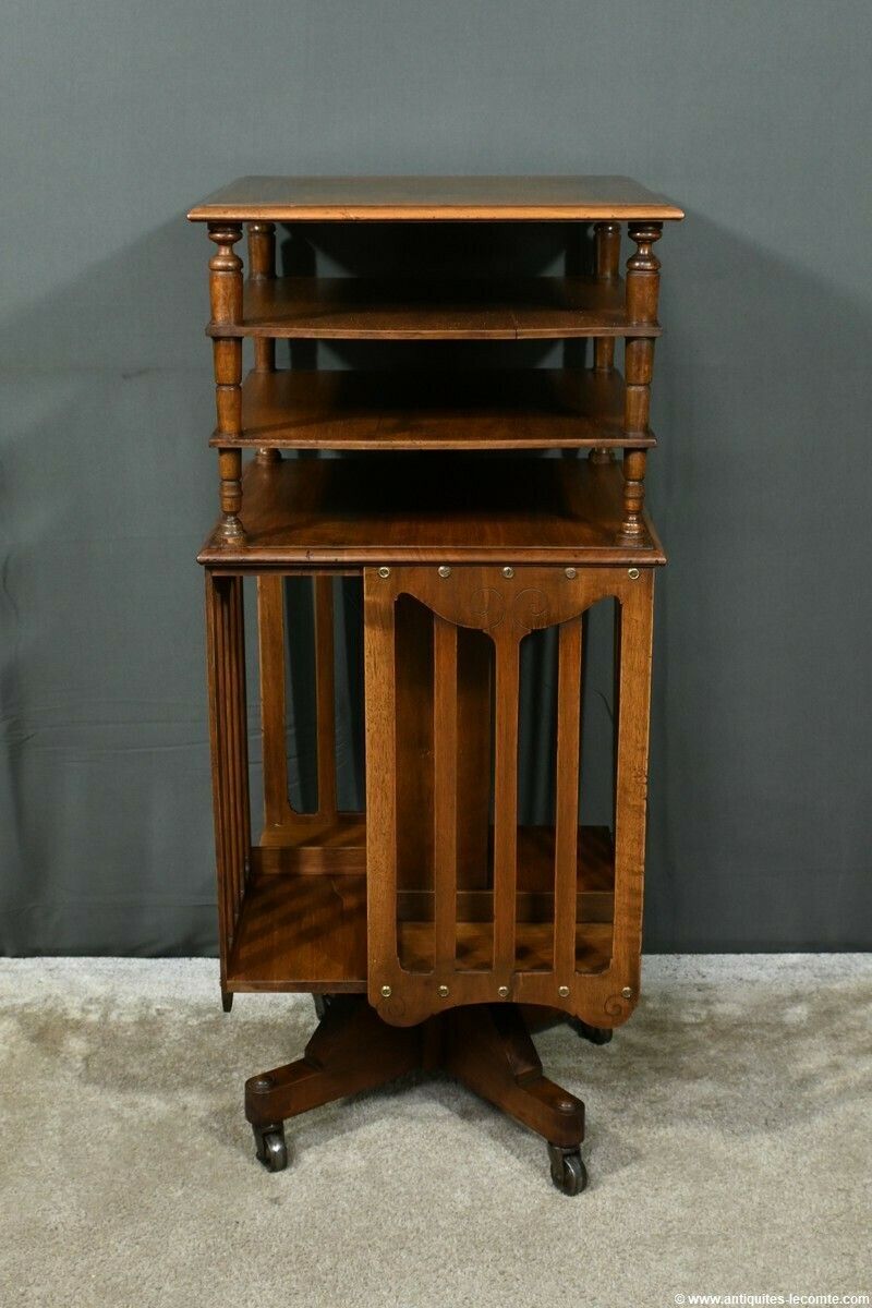 Revolving Walnut Bookcase, Stamped G.Lancelin – 1900