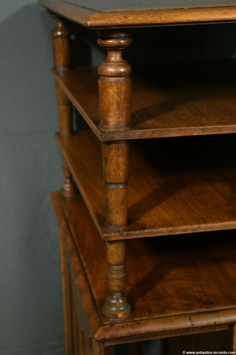 Revolving Walnut Bookcase, Stamped G.Lancelin – 1900 photo vintage