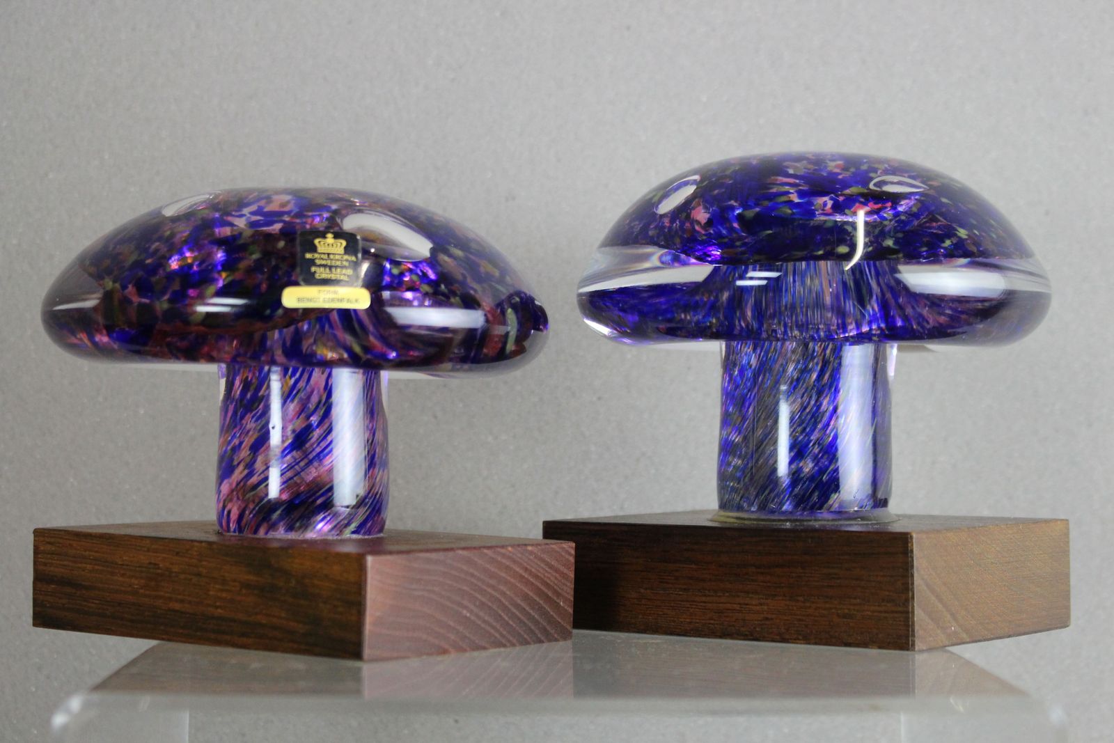 Pair Mid 1970’s Royal Krona Glass Paperweights By Bengt Edenfalk