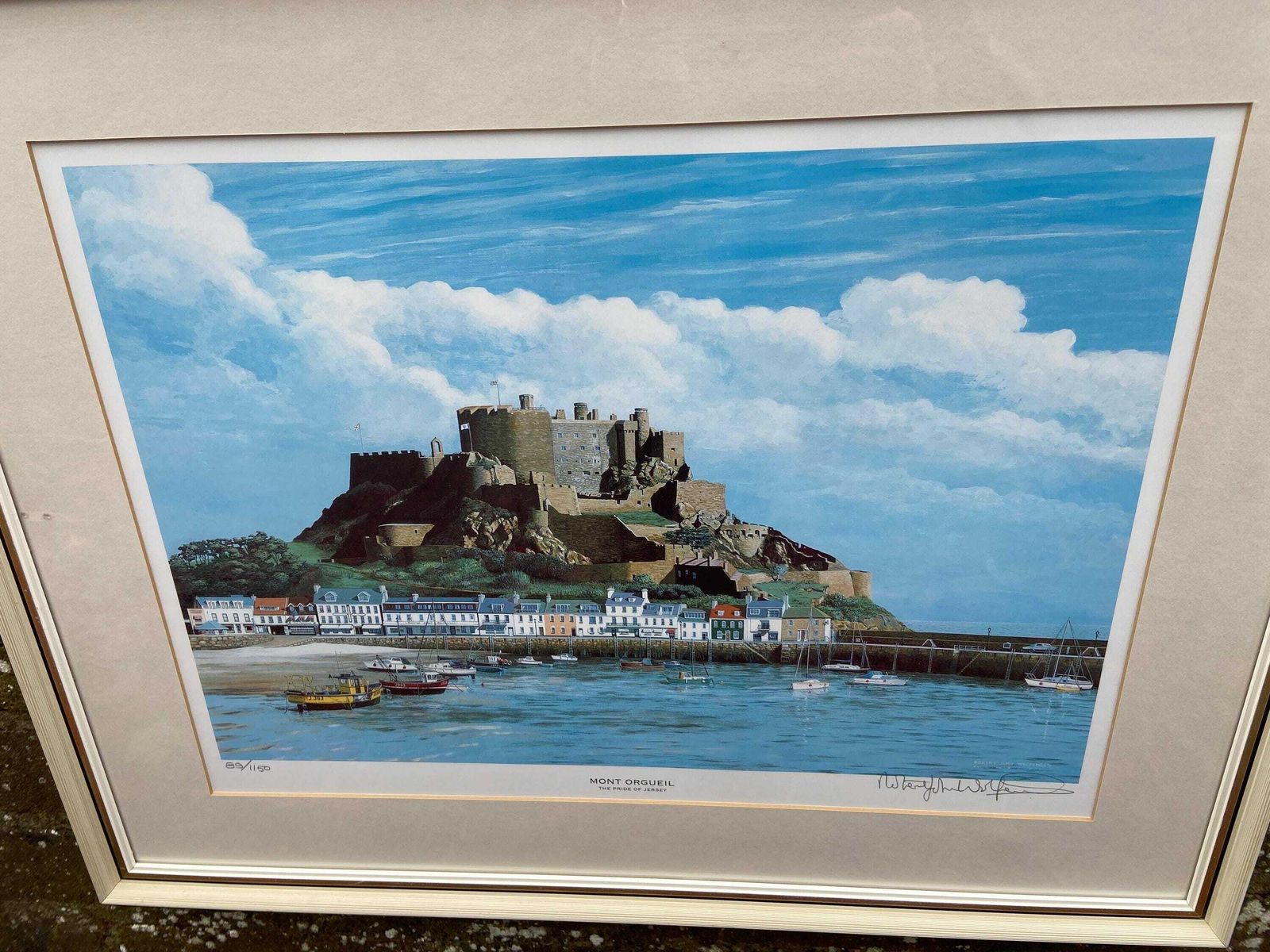 Limited Edition Signed Print (89/1150) Of Mont Orgueil, Pride Of Jersey, Water Colour By Robert John Wolfenden 1997 (66.5cm X 52.5cm) photo furniture