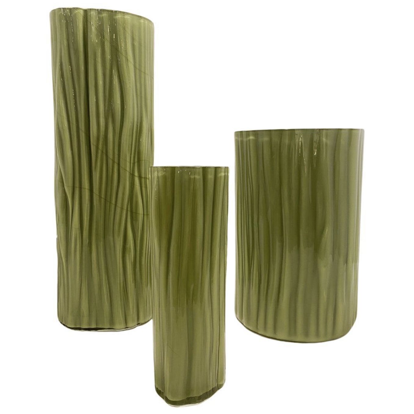 3 Flower Vases By Carlo Nason For Az. Mazzega, Murano Glass, 1960, Italy