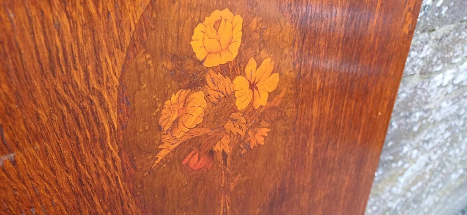 Beautiful 1920s Decorative Wooden Inlaid Oak Veneer Panel – Vintage Wall Art photo vintage