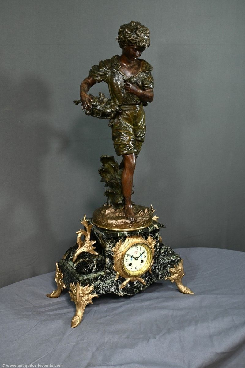 Regulate And Marble Clock, Titled “Gardener”, Signed A. Moreau – Late 19th Century photo for sale