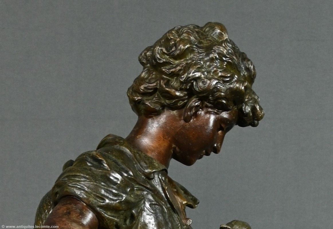 photo for sale Regulate And Marble Clock, Titled “Gardener”, Signed A. Moreau – Late 19th Century