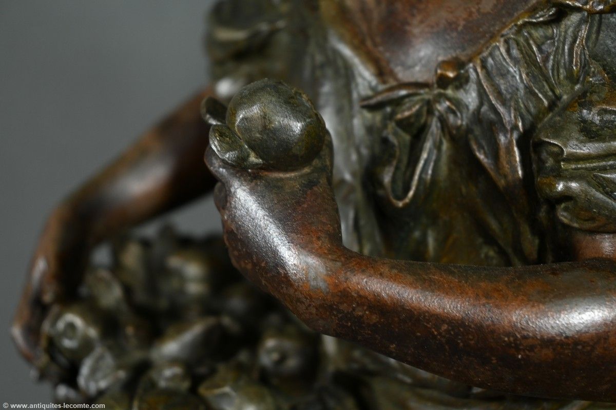 photo vinterior Regulate And Marble Clock, Titled “Gardener”, Signed A. Moreau – Late 19th Century