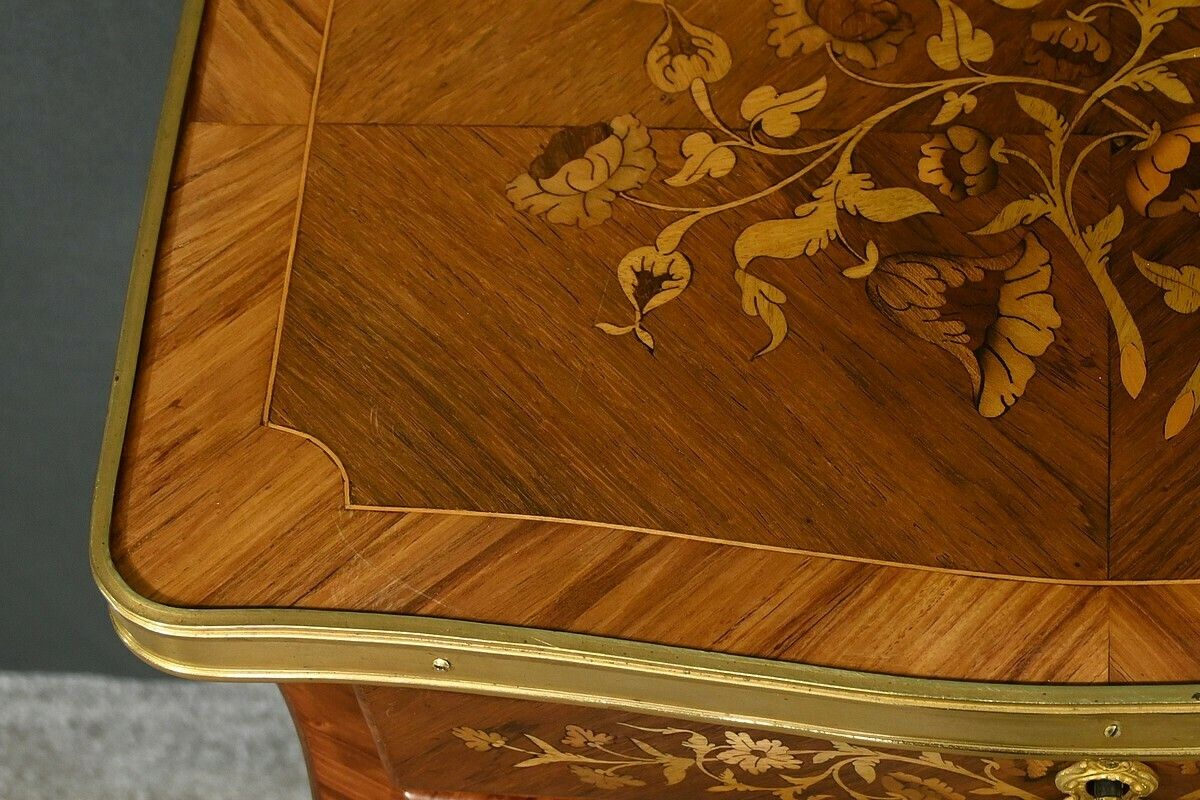 Bedside Table In Rosewood And Palisander, Louis XV Style – Late 19th Century photo vinterior