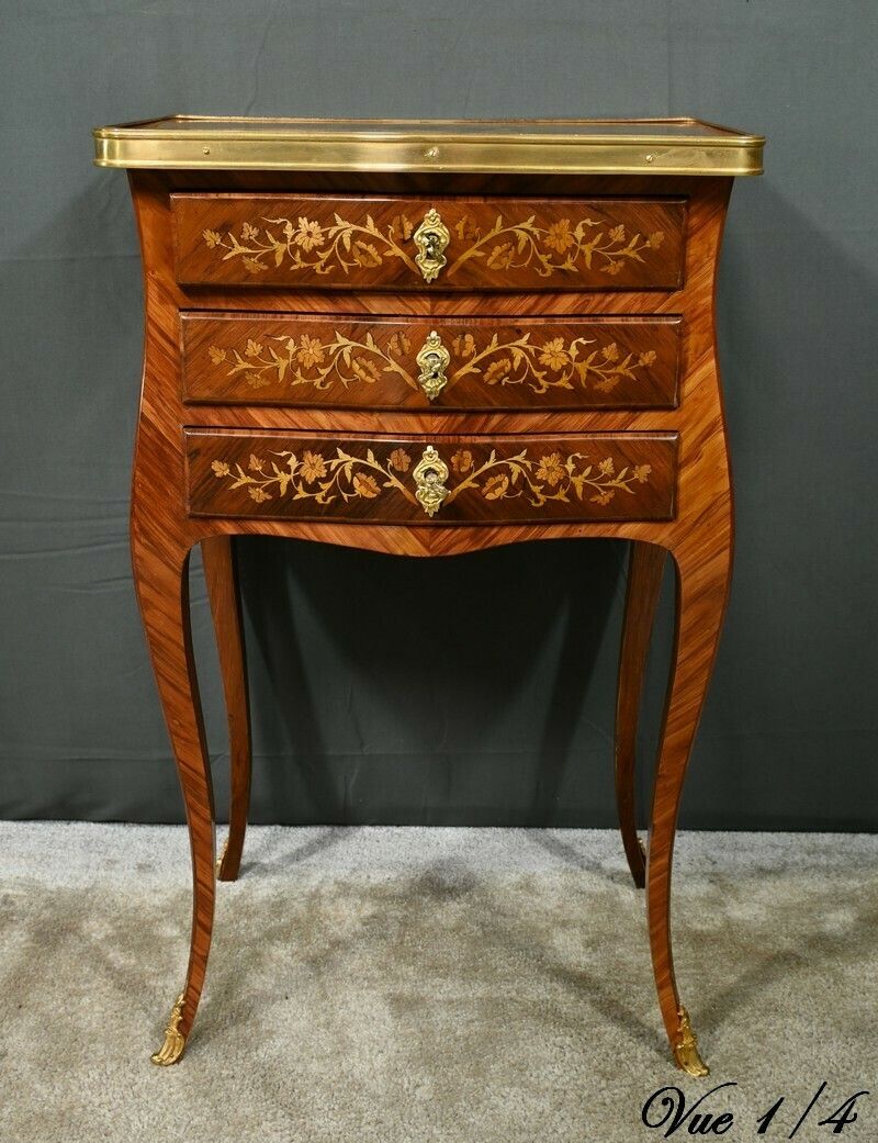 Furniture Bedside Table In Rosewood And Palisander, Louis XV Style – Late 19th Century photo