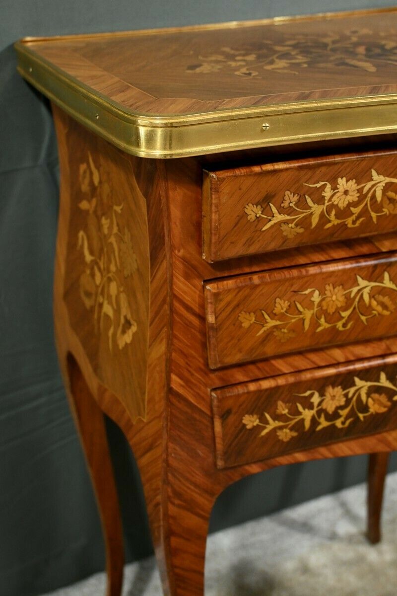 photo vinterior Bedside Table In Rosewood And Palisander, Louis XV Style – Late 19th Century