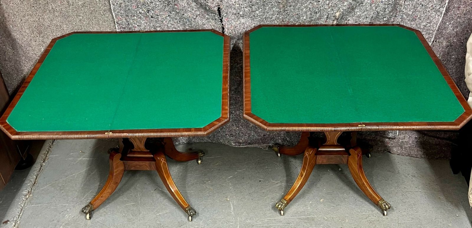 photo furniture Pair Of Regency Mahogany & Inlaid Card Tables