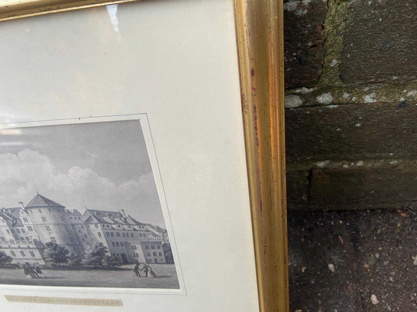 photo furniture Vintage Prints Of German Castles (Stuttgart) In Vintage Mounts And Frames   Das Neue Schloss And Das Alte Schloss