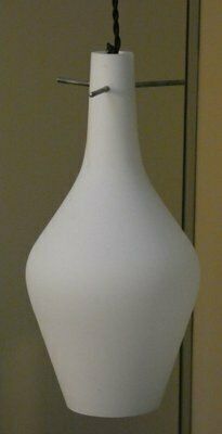 Mid Century Pendant Lamp In Opaline Glass And Iron, Italy, 1950s photo Lighting