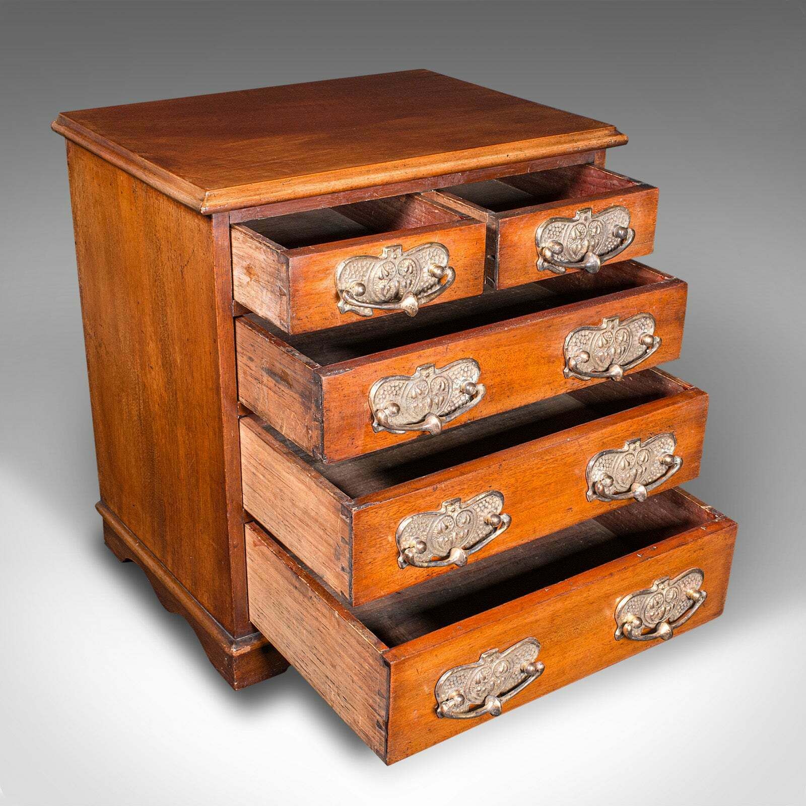 Antique Desktop Specimen Case, English, Miniature Chest Of Drawers, Victorian photo furniture