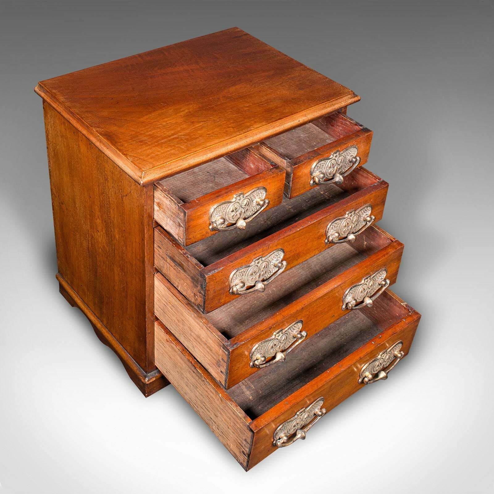 Antique Desktop Specimen Case, English, Miniature Chest Of Drawers, Victorian photo vintage