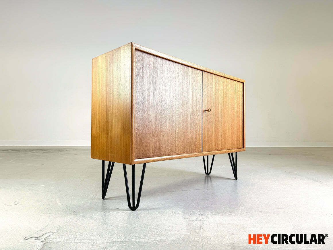 Mid Century Wk Furniture Teak Sideboard Cabinet Hairpin Vintage photo for sale