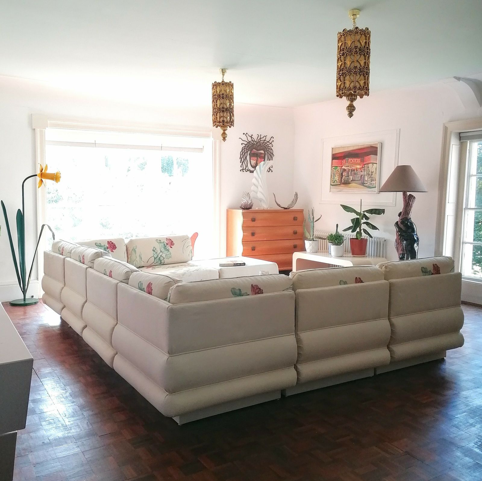 Spectacular Vintage Post Modern 1980s American Modular / Sectional Bullnose Sofa, By Bernhardt Flair photo vintage