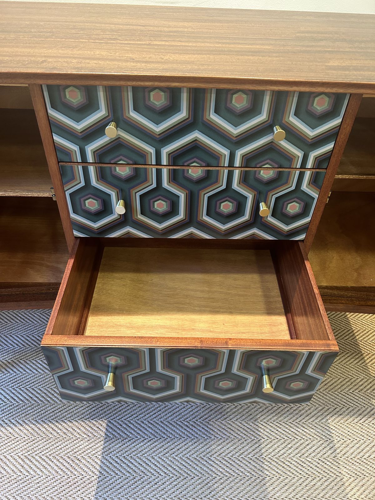 Walnut & Rosewood Upcycled Sideboard, 1950’s Gimson & Slater Geometric photo buy