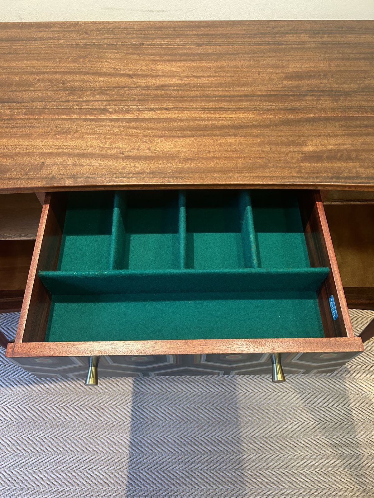 999.0 Walnut & Rosewood Upcycled Sideboard, 1950’s Gimson & Slater Geometric photo
