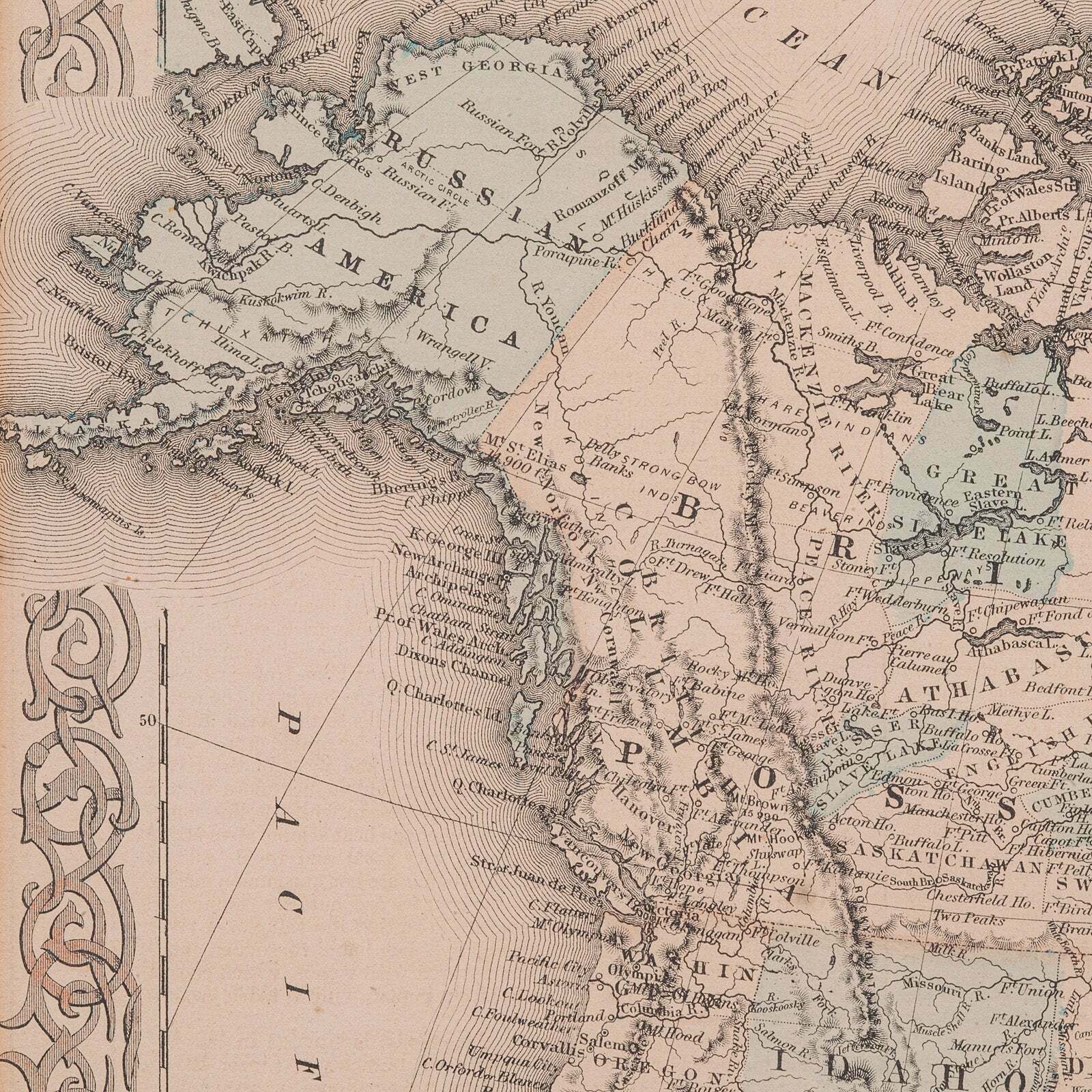photo furniture Antique North America Map, USA, Canada, Mexico, Cartography, Colton, Victorian