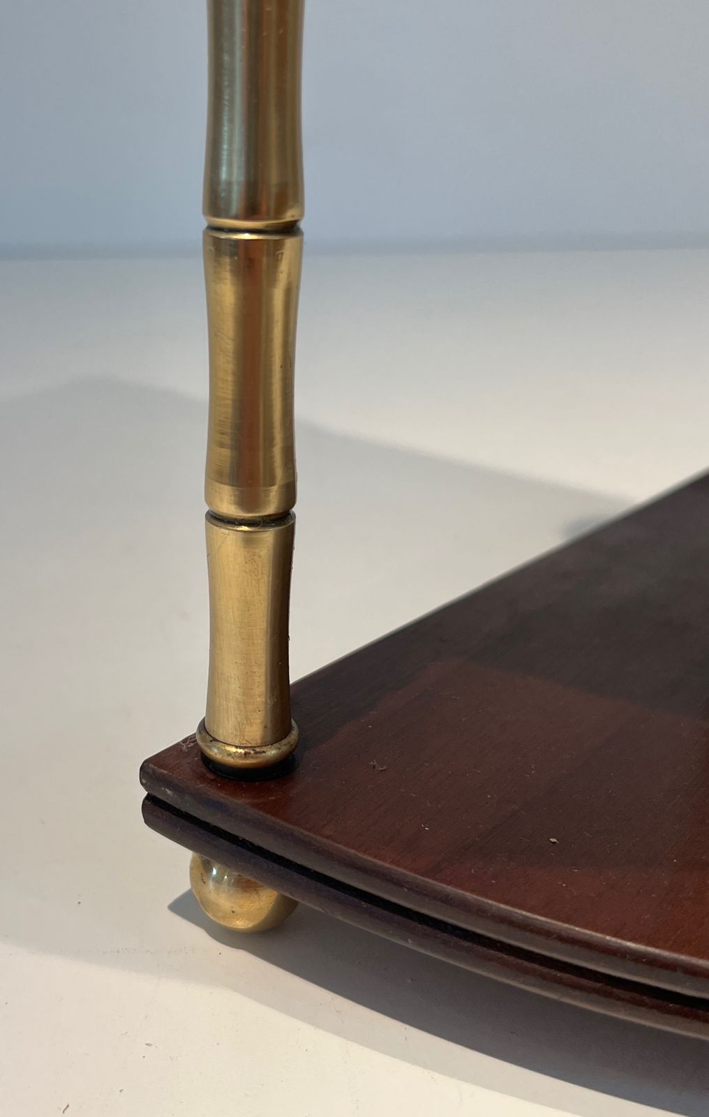Corner Shelf In Faux Bamboo And Mahogany Brass In The Style Of Maison Baguès photo buy