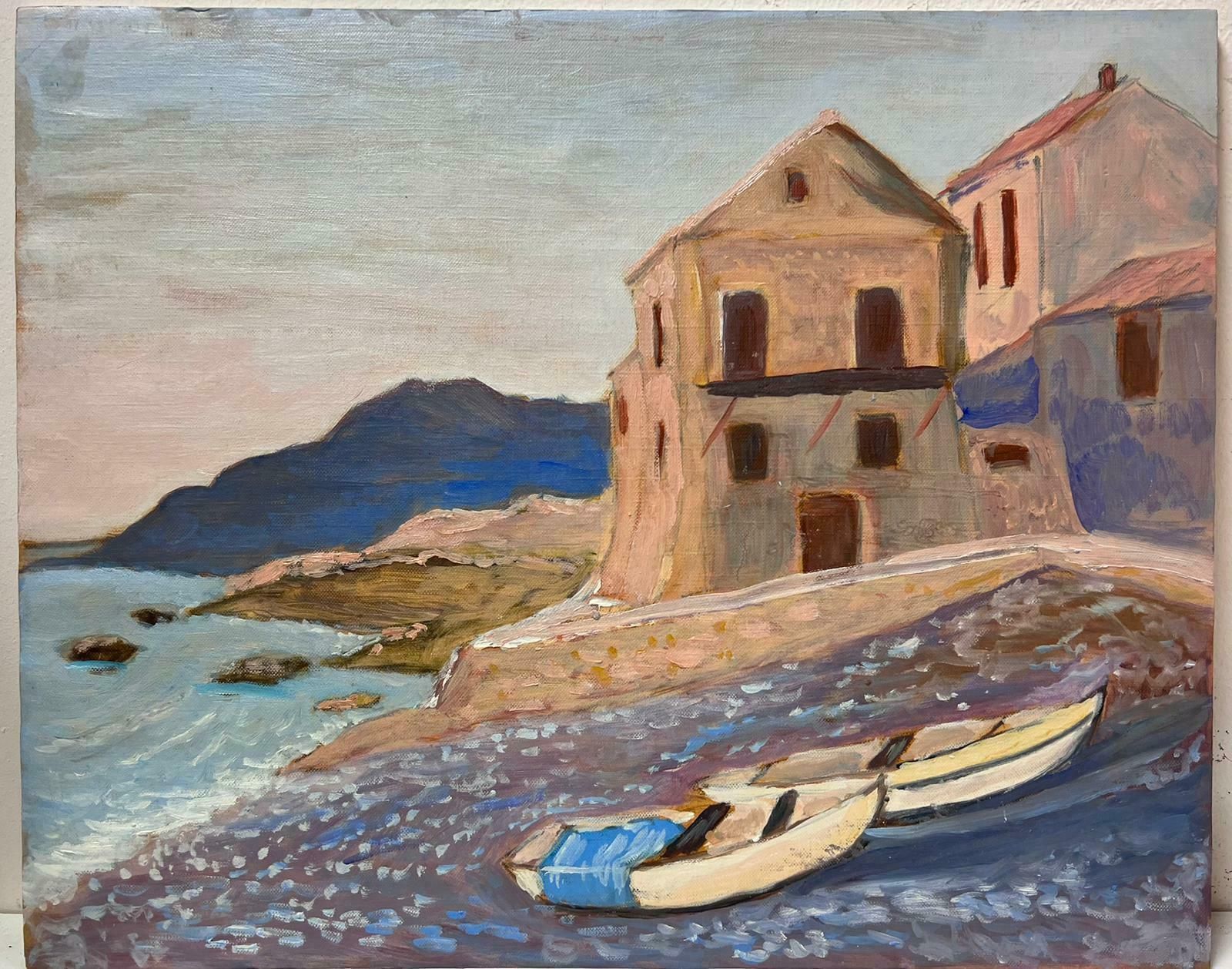Georges Bordonovecontemporary French Impressionist Oil Rowing Boats Waiting On The Bay photo furniture