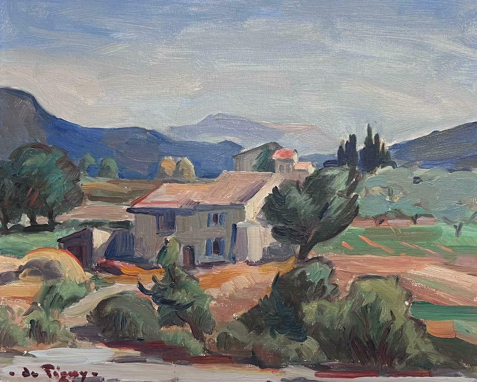 French Schoolmid 20th Century French Post Impressionist Signed Oil St. Remy De Provence House photo furniture