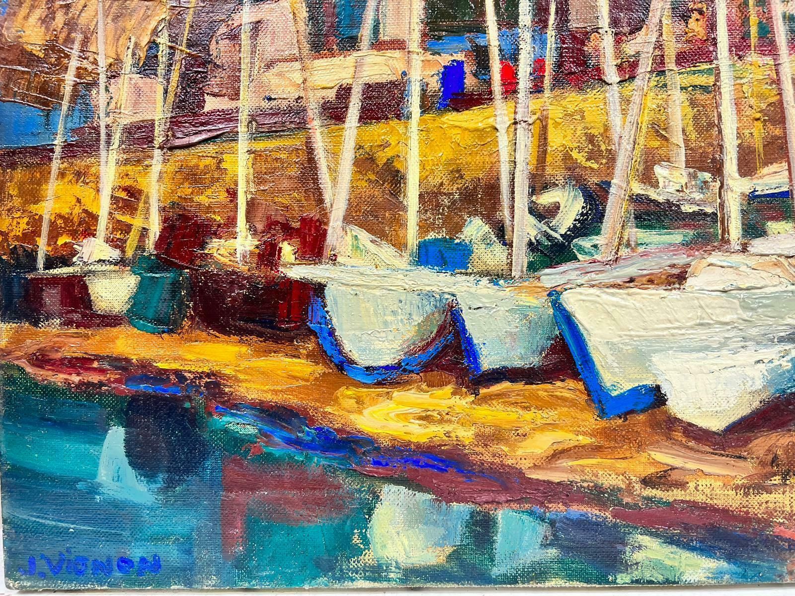 Josine Vignonsunset Over Provence Harbour Post Impressionist Signed Oil 1960's photo buy