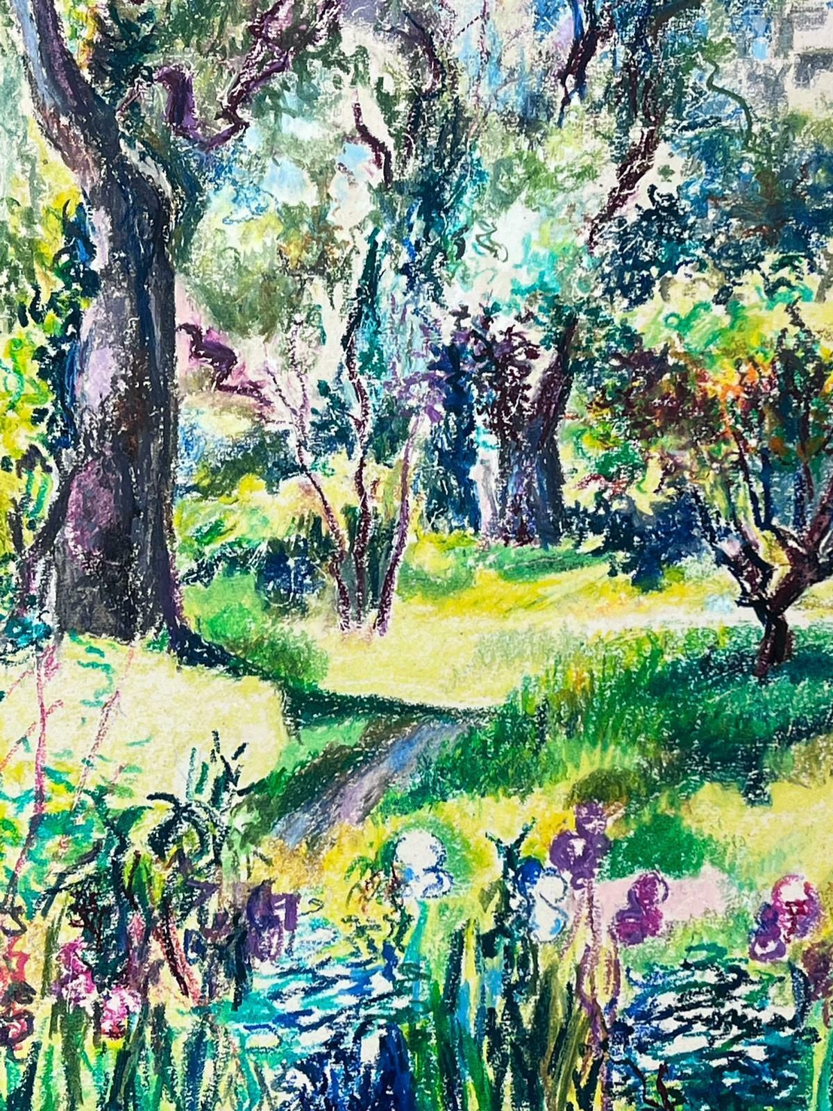 Josine Vignon1950s French Post Impressionist Bright Pastel Summer Garden Landscape Provence1950s photo Art